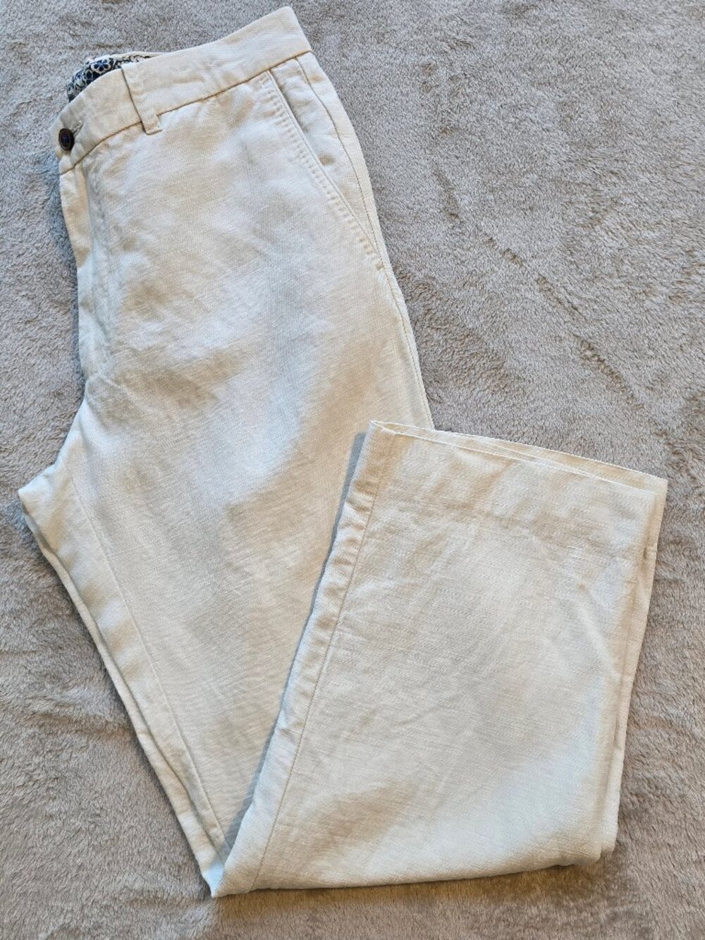ommy Bahama "Linen the Dream" Blend Flat-Front Beach Trousers Beige - 33x30